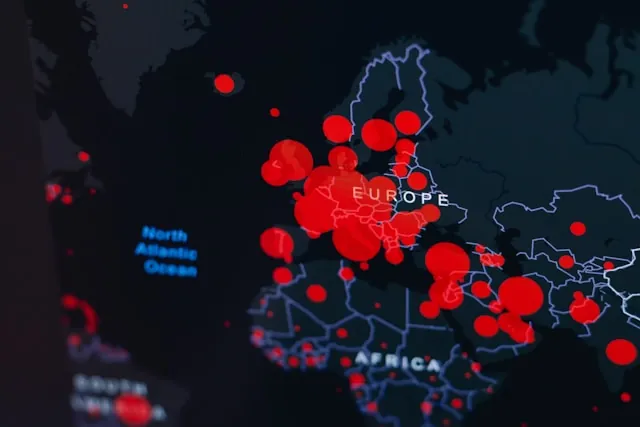 Digital map showing infectious-disease activity across Europe